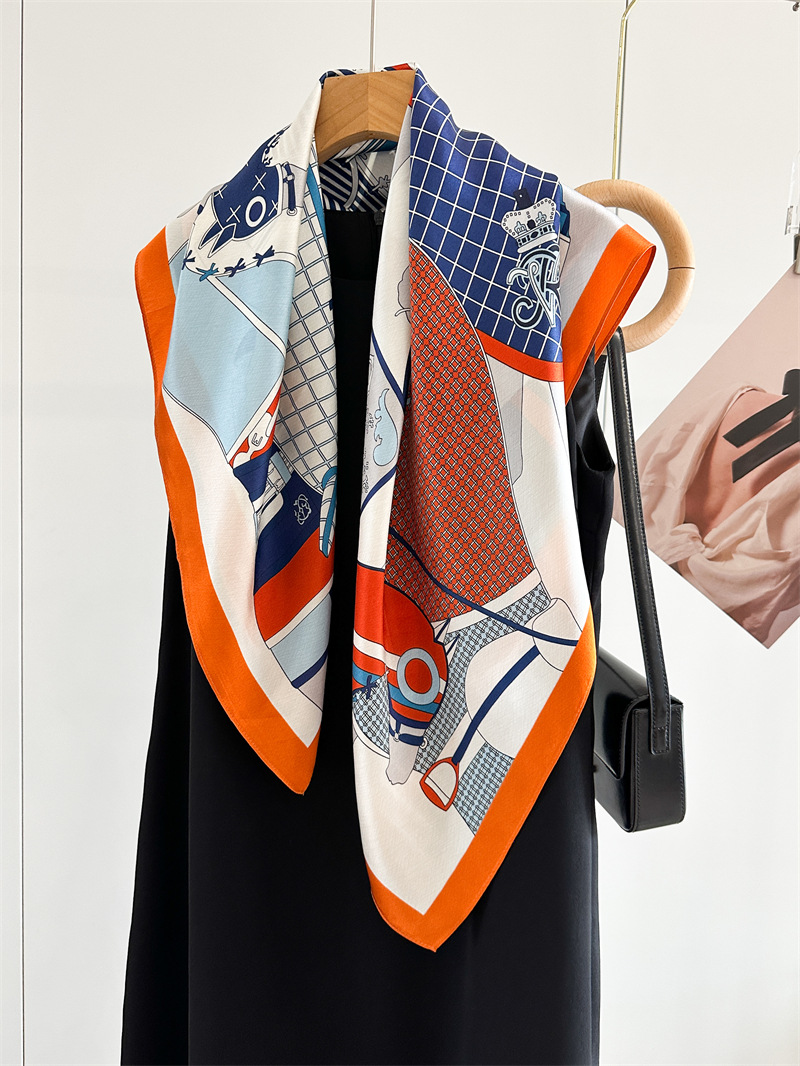 Travel Accessories To Gift - Weicher Seidenschal für Damen, quadratische Bandanas,