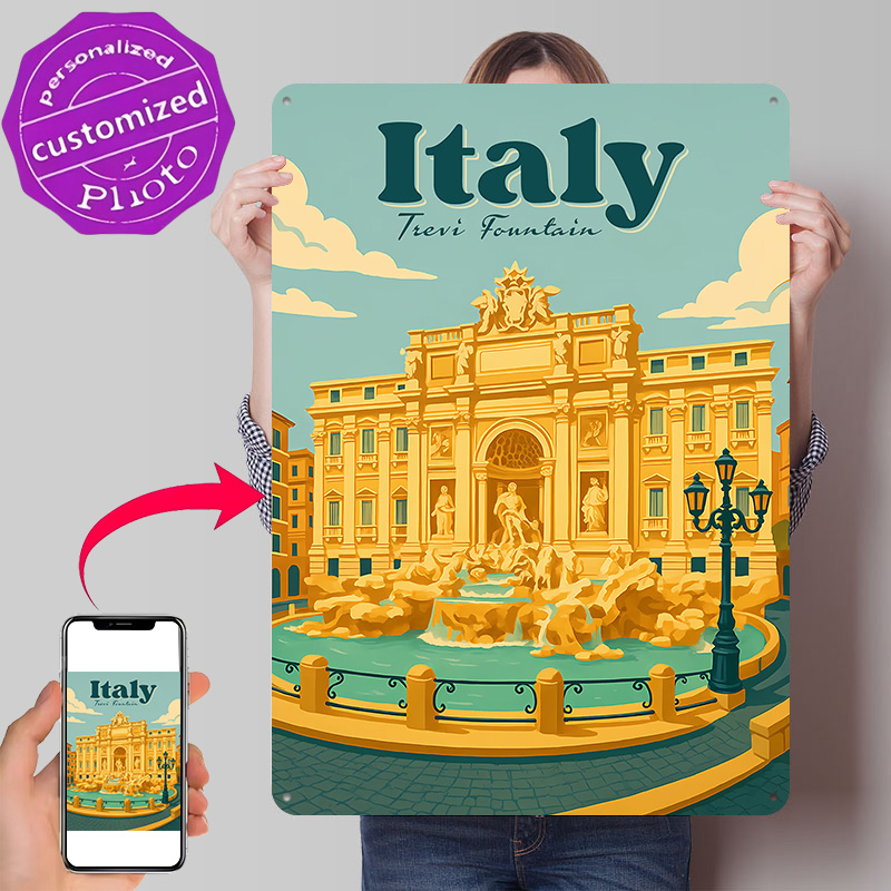 Travel Accessories Italy - Italien Trevi-Brunnen Reise-Metallposter, perfektes Geschenk für