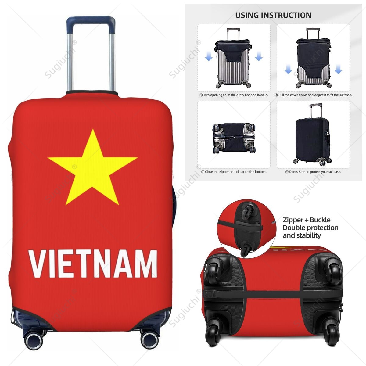 Travel Accessories Vietnam - Gepäckabdeckung mit Vietnam-Flagge, Koffer, elastischer Staubkoffer,
