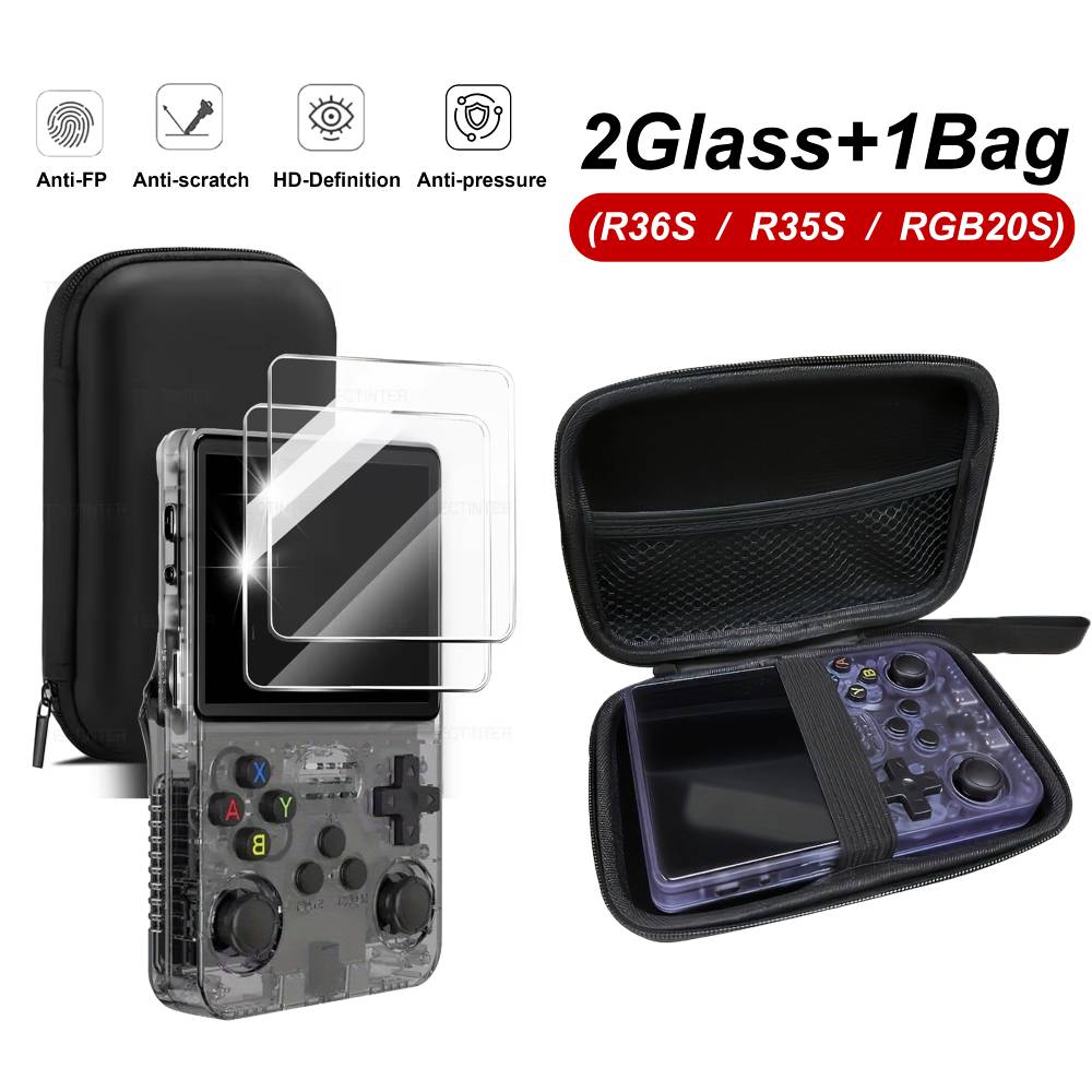 Travel Accessories Kit Bag - 3-in-1 Aufbewahrungstasche + Panzerglasfolie für R36S