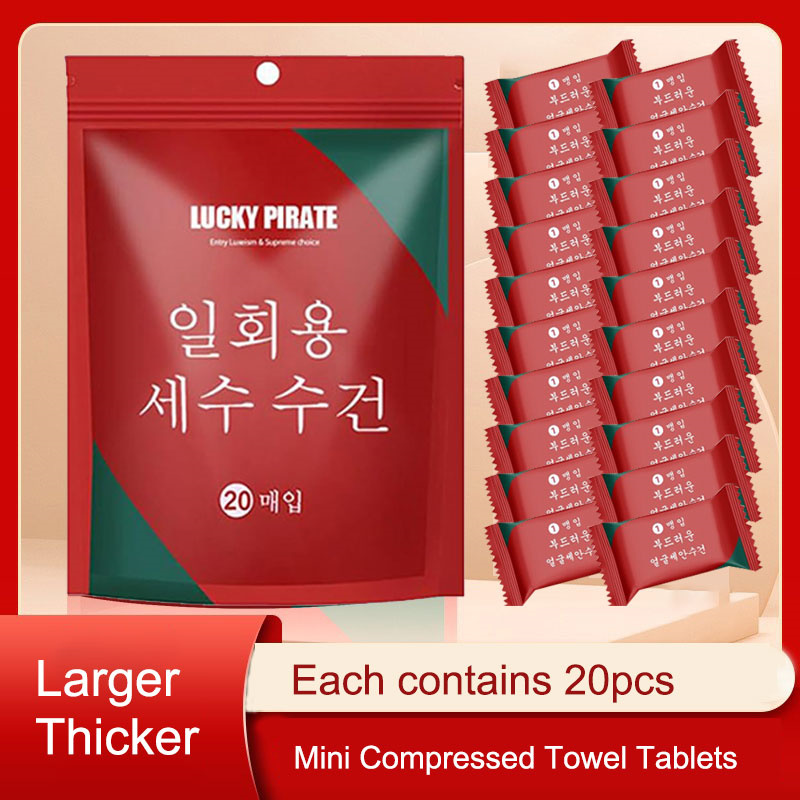 Travel Accessories Set - 20 Stück Mini-komprimierte Handtuch-Tabletten, tragbares, wiederverwendbares