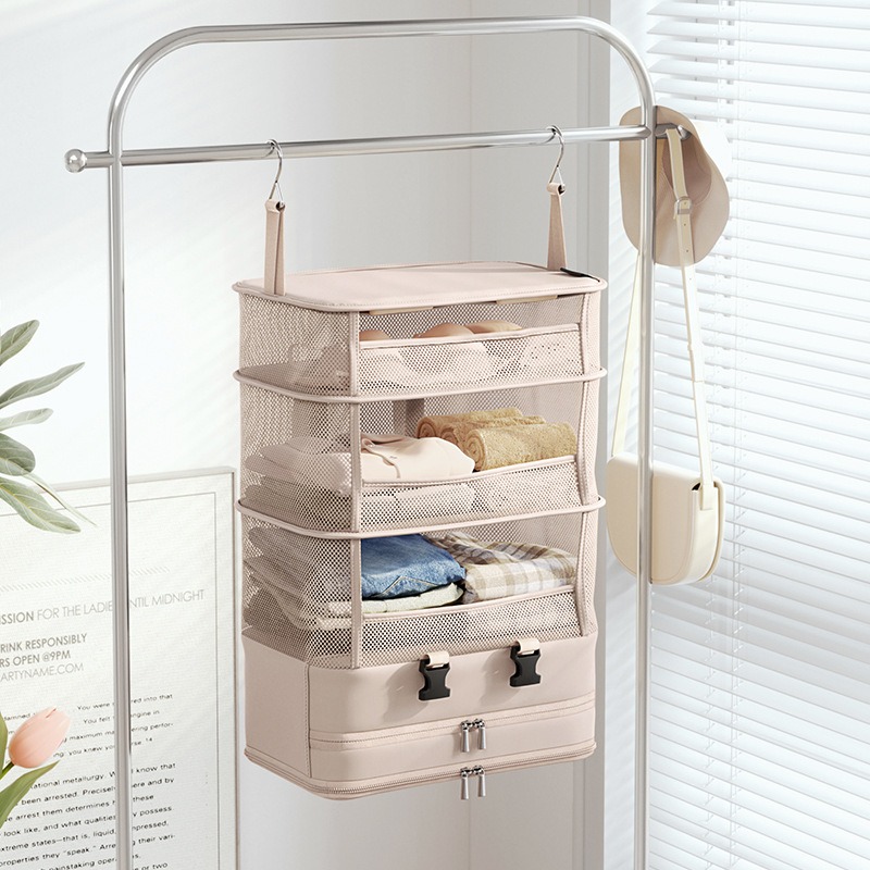 Travel Accessories Organiser - Faltbare Hängende Reise-Aufbewahrungstasche, Mehrschichtiger Kleider-Organizer, Reisegepäck-Sortier-Aufbewahrungstasche