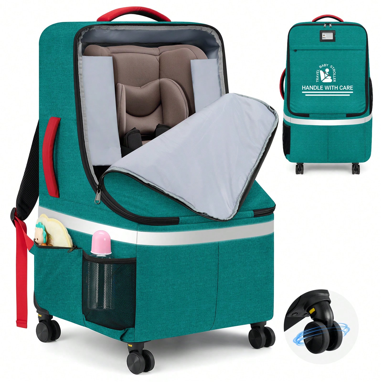 Car Seat Travel Bag - Gepolsterte Autositz-Reisetasche für Flugreisen mit Rollen,