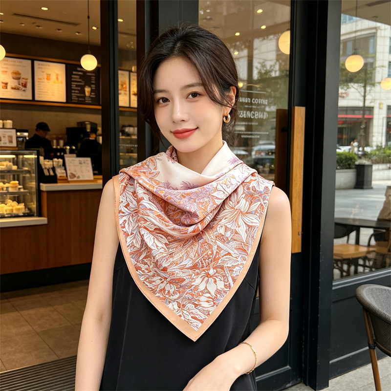 Travel Accessories To Gift - Weicher Seidenschal für Damen, quadratische Bandanas,