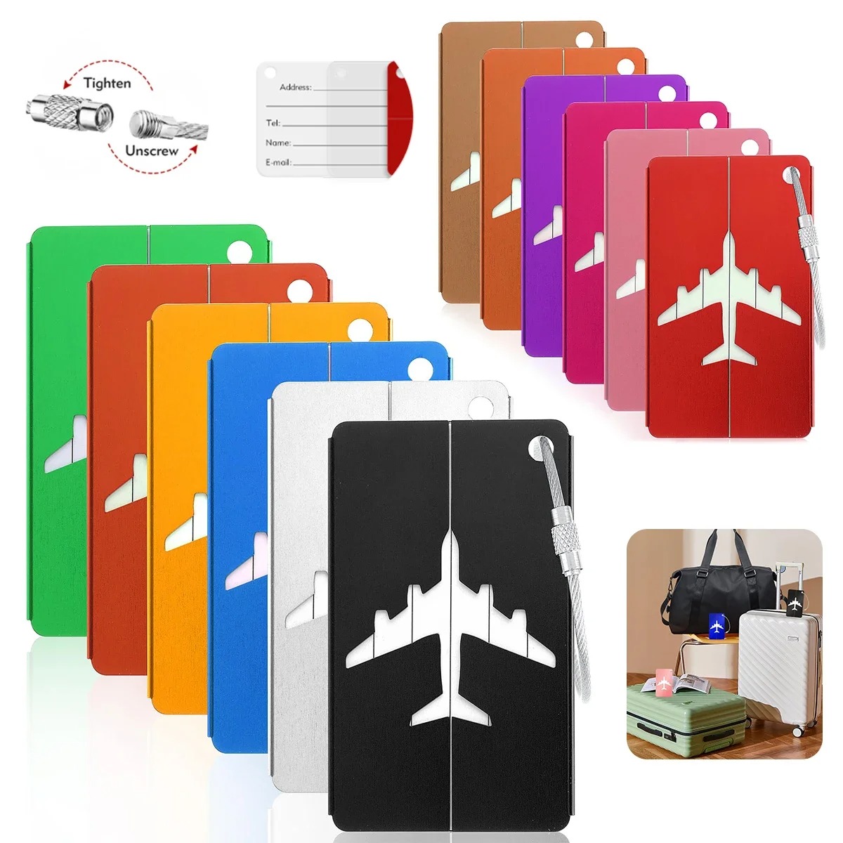 Qantas Travel Accessories - Flugzeug-Gepäckanhänger aus Aluminiumlegierung mit Namen, Reisegepäckanhänger,