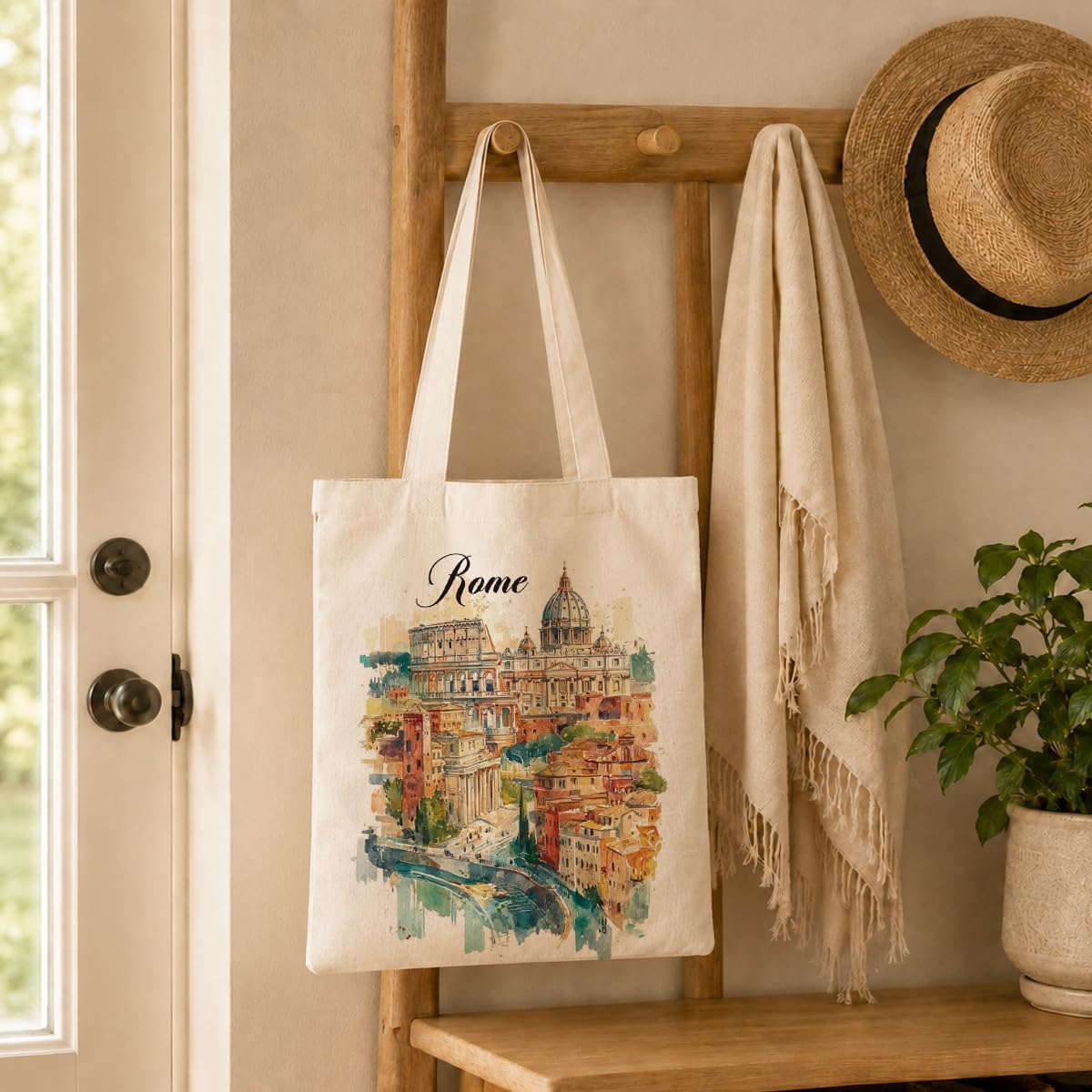 Rom Aquarell-Leinen-Einkaufsta – Travel Accessories Italy Bewertung und Preis